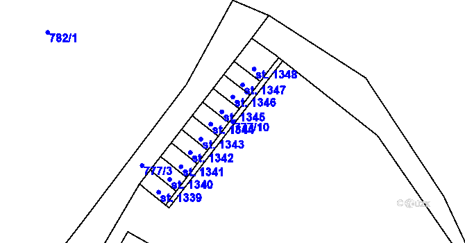 Parcela st. 777/10 v KÚ Úpice, Katastrální mapa