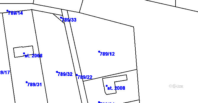 Parcela st. 789/12 v KÚ Úpice, Katastrální mapa