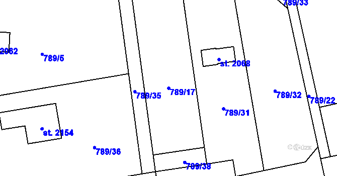 Parcela st. 789/17 v KÚ Úpice, Katastrální mapa
