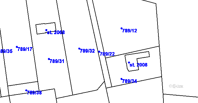 Parcela st. 789/22 v KÚ Úpice, Katastrální mapa