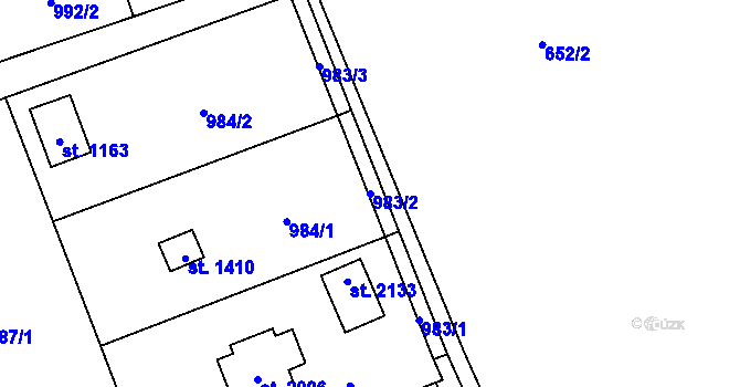 Parcela st. 983/2 v KÚ Úpice, Katastrální mapa