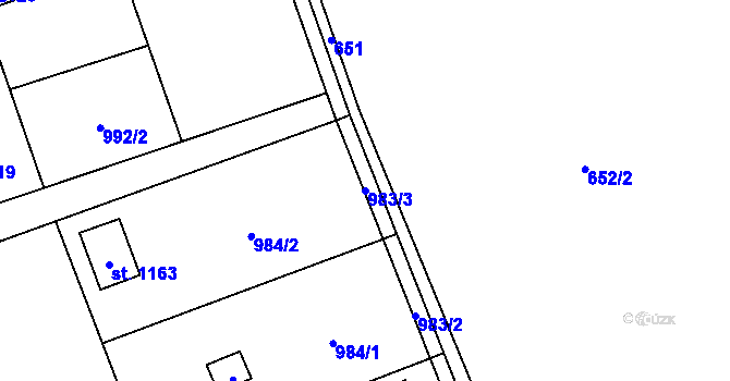 Parcela st. 983/3 v KÚ Úpice, Katastrální mapa