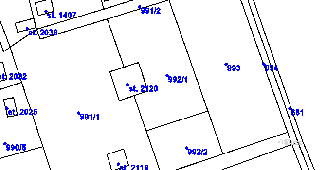 Parcela st. 992 v KÚ Úpice, Katastrální mapa