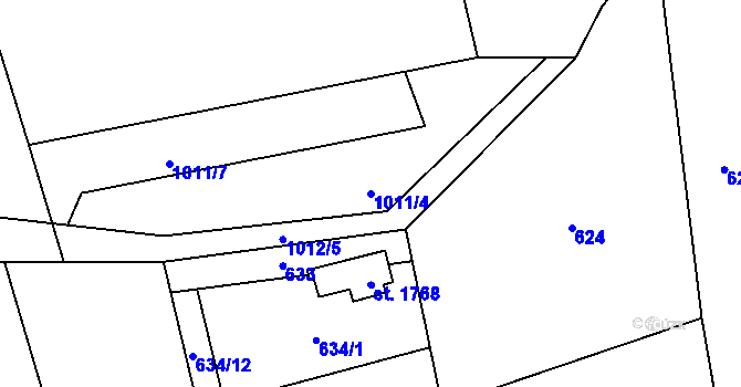 Parcela st. 1011/4 v KÚ Úpice, Katastrální mapa