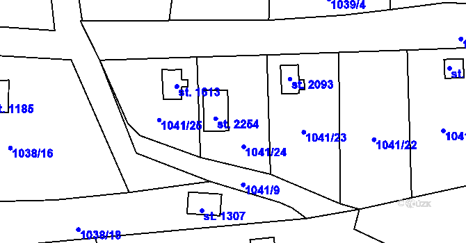 Parcela st. 1041/24 v KÚ Úpice, Katastrální mapa
