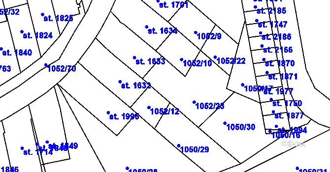 Parcela st. 1052/11 v KÚ Úpice, Katastrální mapa