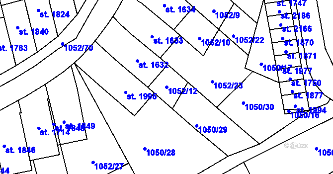 Parcela st. 1052/12 v KÚ Úpice, Katastrální mapa