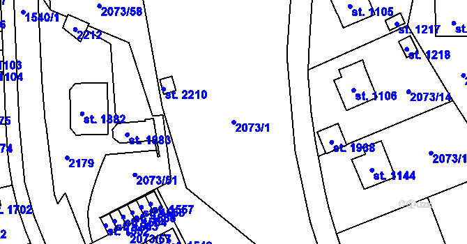 Parcela st. 2073/1 v KÚ Úpice, Katastrální mapa