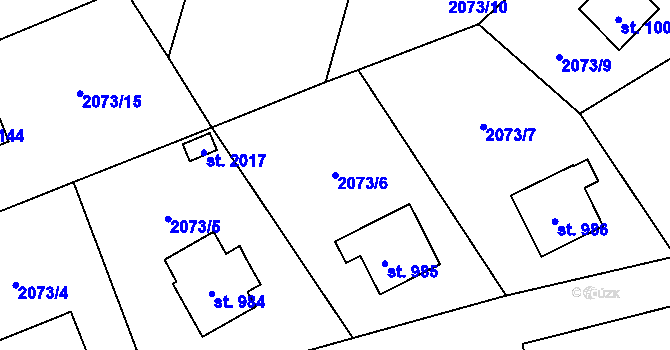 Parcela st. 2073/6 v KÚ Úpice, Katastrální mapa