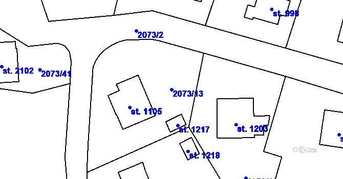 Parcela st. 2073/13 v KÚ Úpice, Katastrální mapa