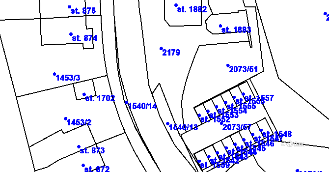 Parcela st. 2073/52 v KÚ Úpice, Katastrální mapa