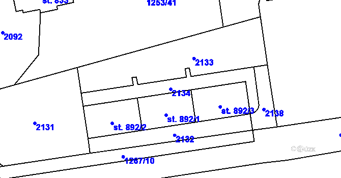 Parcela st. 2134 v KÚ Úpice, Katastrální mapa