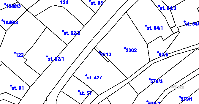 Parcela st. 2213 v KÚ Úpice, Katastrální mapa