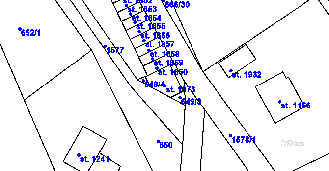 Parcela st. 1973 v KÚ Úpice, Katastrální mapa
