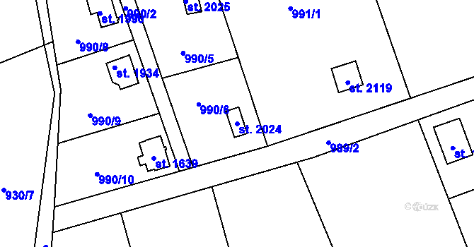 Parcela st. 2024 v KÚ Úpice, Katastrální mapa