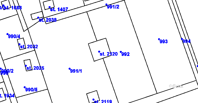 Parcela st. 2120 v KÚ Úpice, Katastrální mapa