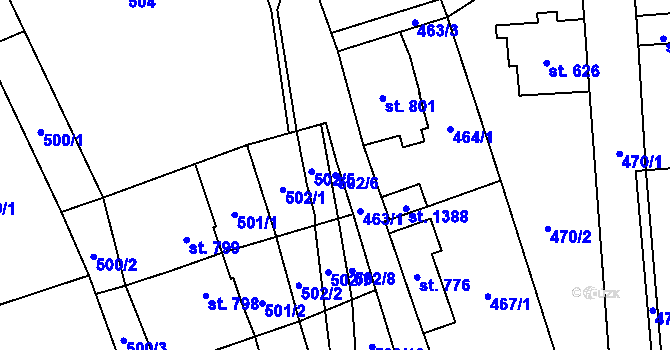 Parcela st. 502/6 v KÚ Úpice, Katastrální mapa