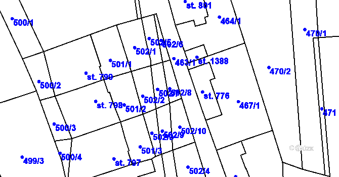 Parcela st. 502/8 v KÚ Úpice, Katastrální mapa