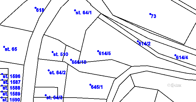 Parcela st. 614/5 v KÚ Úpice, Katastrální mapa