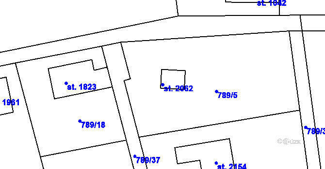 Parcela st. 2062 v KÚ Úpice, Katastrální mapa