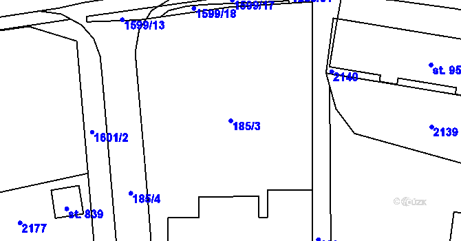 Parcela st. 185/3 v KÚ Úpice, Katastrální mapa