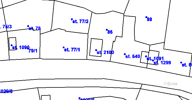 Parcela st. 2100 v KÚ Úpice, Katastrální mapa