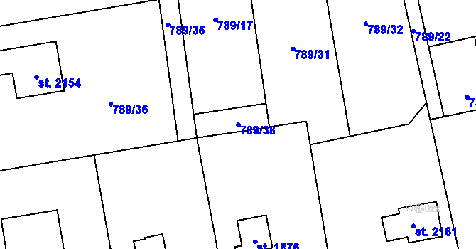 Parcela st. 789/38 v KÚ Úpice, Katastrální mapa