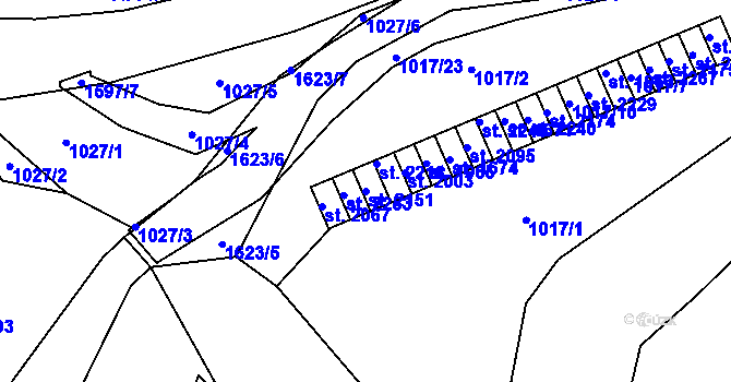 Parcela st. 2151 v KÚ Úpice, Katastrální mapa