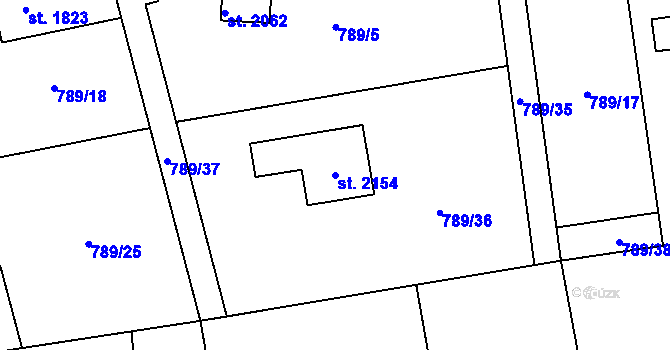 Parcela st. 2154 v KÚ Úpice, Katastrální mapa