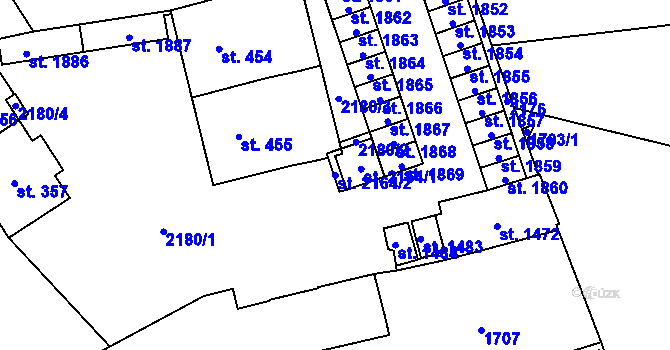 Parcela st. 2164/2 v KÚ Úpice, Katastrální mapa