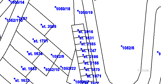 Parcela st. 2185 v KÚ Úpice, Katastrální mapa