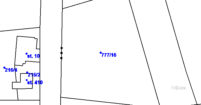 Parcela st. 777/16 v KÚ Úpice, Katastrální mapa