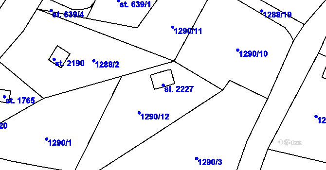 Parcela st. 2227 v KÚ Úpice, Katastrální mapa
