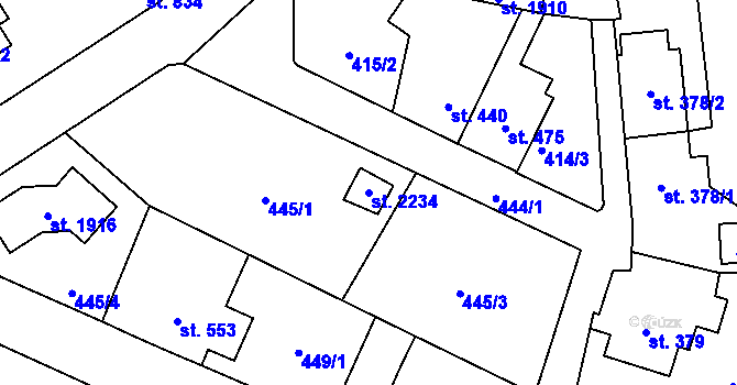 Parcela st. 2234 v KÚ Úpice, Katastrální mapa