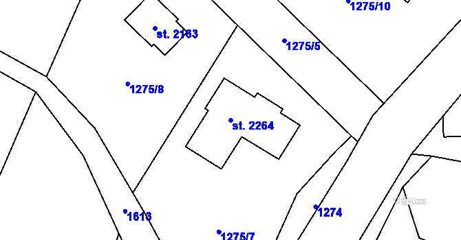 Parcela st. 2264 v KÚ Úpice, Katastrální mapa