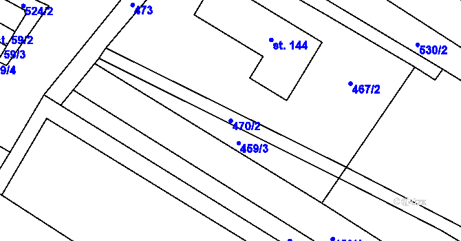 Parcela st. 470/2 v KÚ Úpohlavy, Katastrální mapa