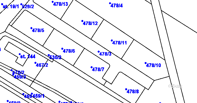 Parcela st. 478/3 v KÚ Úpohlavy, Katastrální mapa