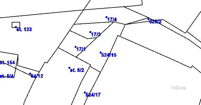 Parcela st. 524/15 v KÚ Úpohlavy, Katastrální mapa