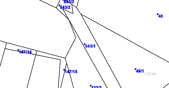 Parcela st. 543/1 v KÚ Úpohlavy, Katastrální mapa