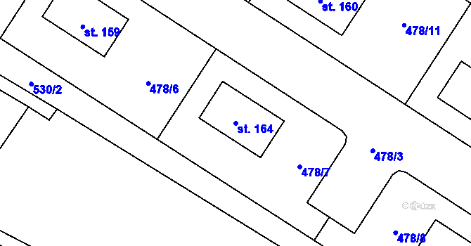 Parcela st. 164 v KÚ Úpohlavy, Katastrální mapa