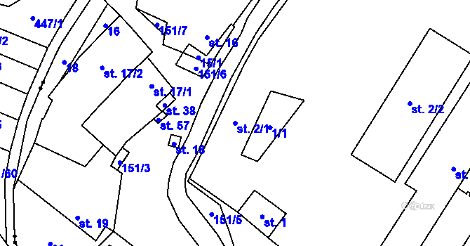 Parcela st. 2/1 v KÚ Želechovice, Katastrální mapa
