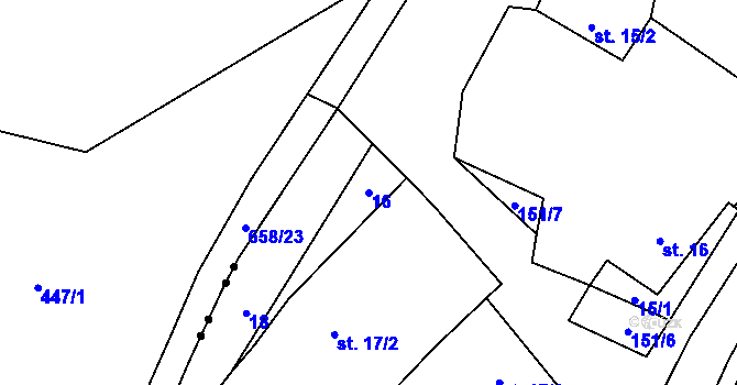 Parcela st. 16 v KÚ Želechovice, Katastrální mapa