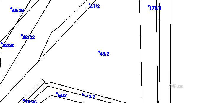 Parcela st. 48/2 v KÚ Želechovice, Katastrální mapa