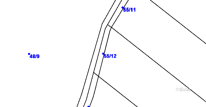 Parcela st. 55/12 v KÚ Želechovice, Katastrální mapa