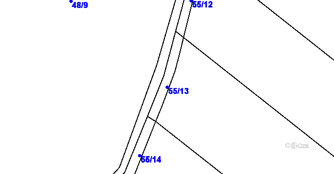 Parcela st. 55/13 v KÚ Želechovice, Katastrální mapa