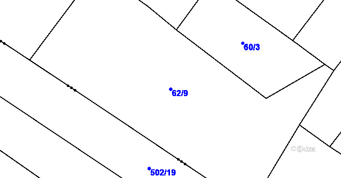 Parcela st. 62/9 v KÚ Želechovice, Katastrální mapa
