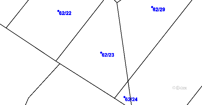 Parcela st. 62/23 v KÚ Želechovice, Katastrální mapa
