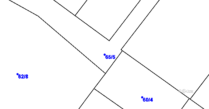 Parcela st. 65/5 v KÚ Želechovice, Katastrální mapa