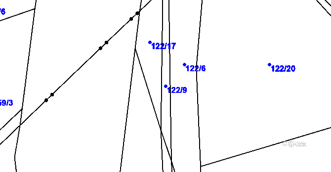Parcela st. 122/9 v KÚ Želechovice, Katastrální mapa