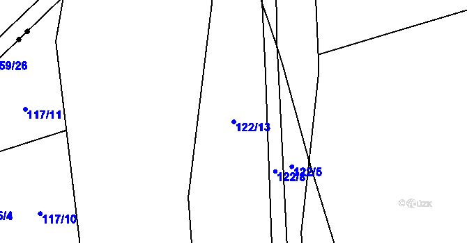 Parcela st. 122/13 v KÚ Želechovice, Katastrální mapa